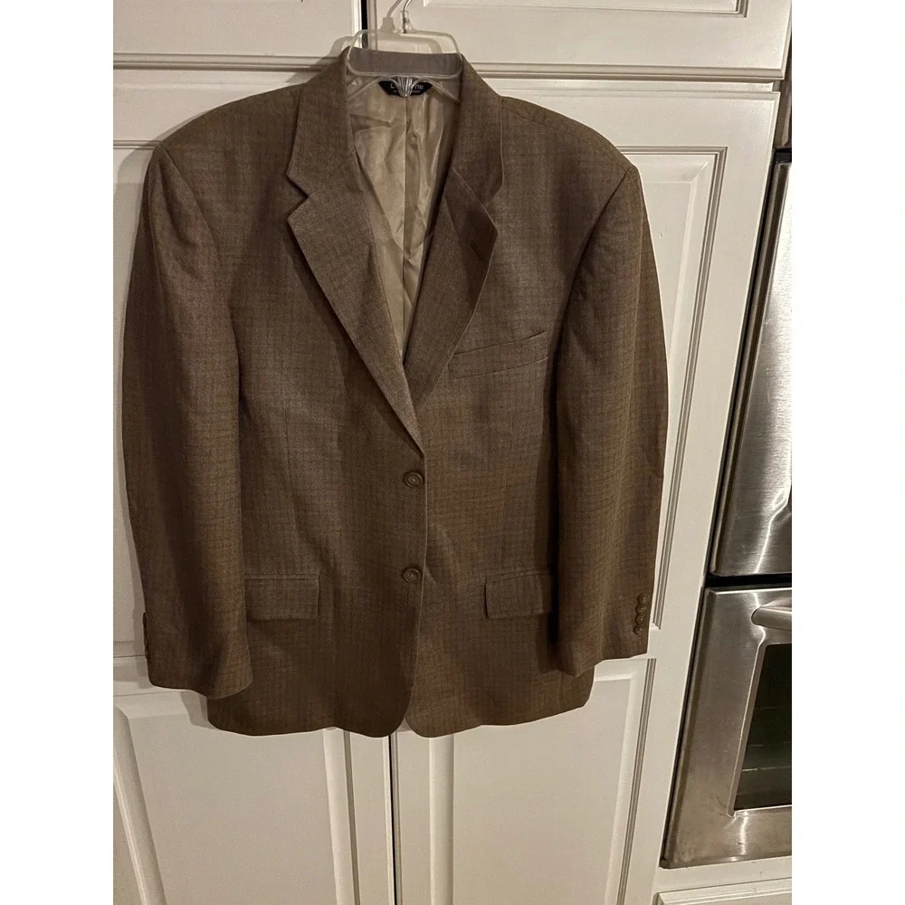 Claiborne Mens 42S Silk Worsted Wool Blazer Sport Coat Brown Two Button Jacket